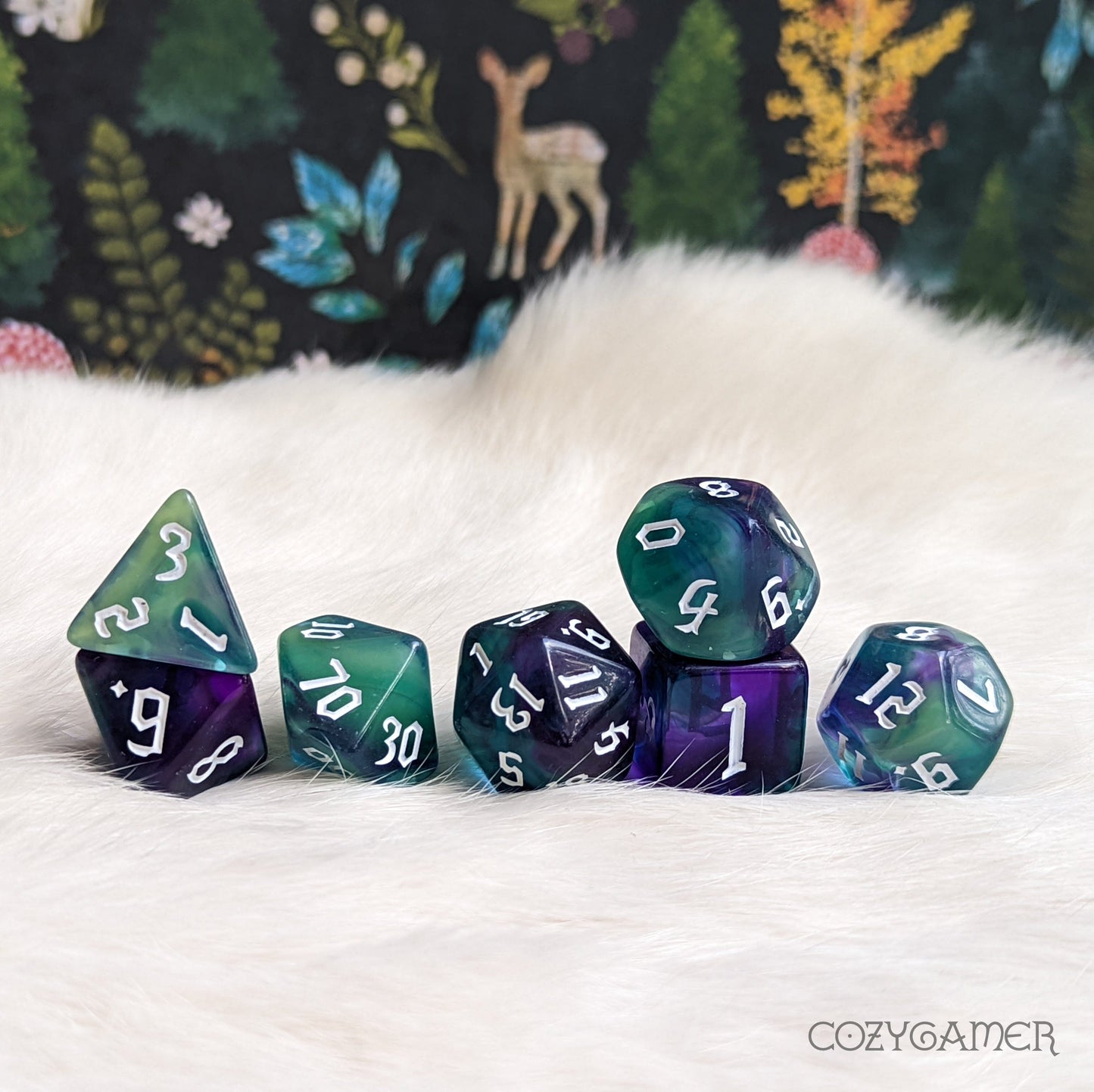 Green Goblin Marbled Dice Set