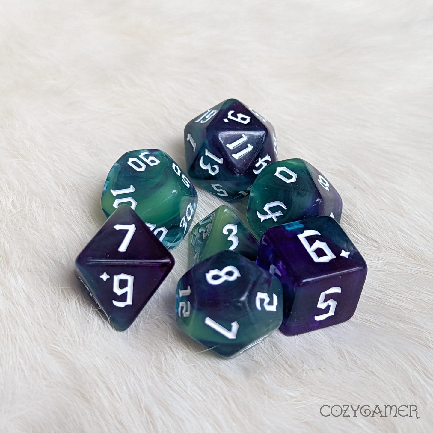 Green Goblin Marbled Dice Set