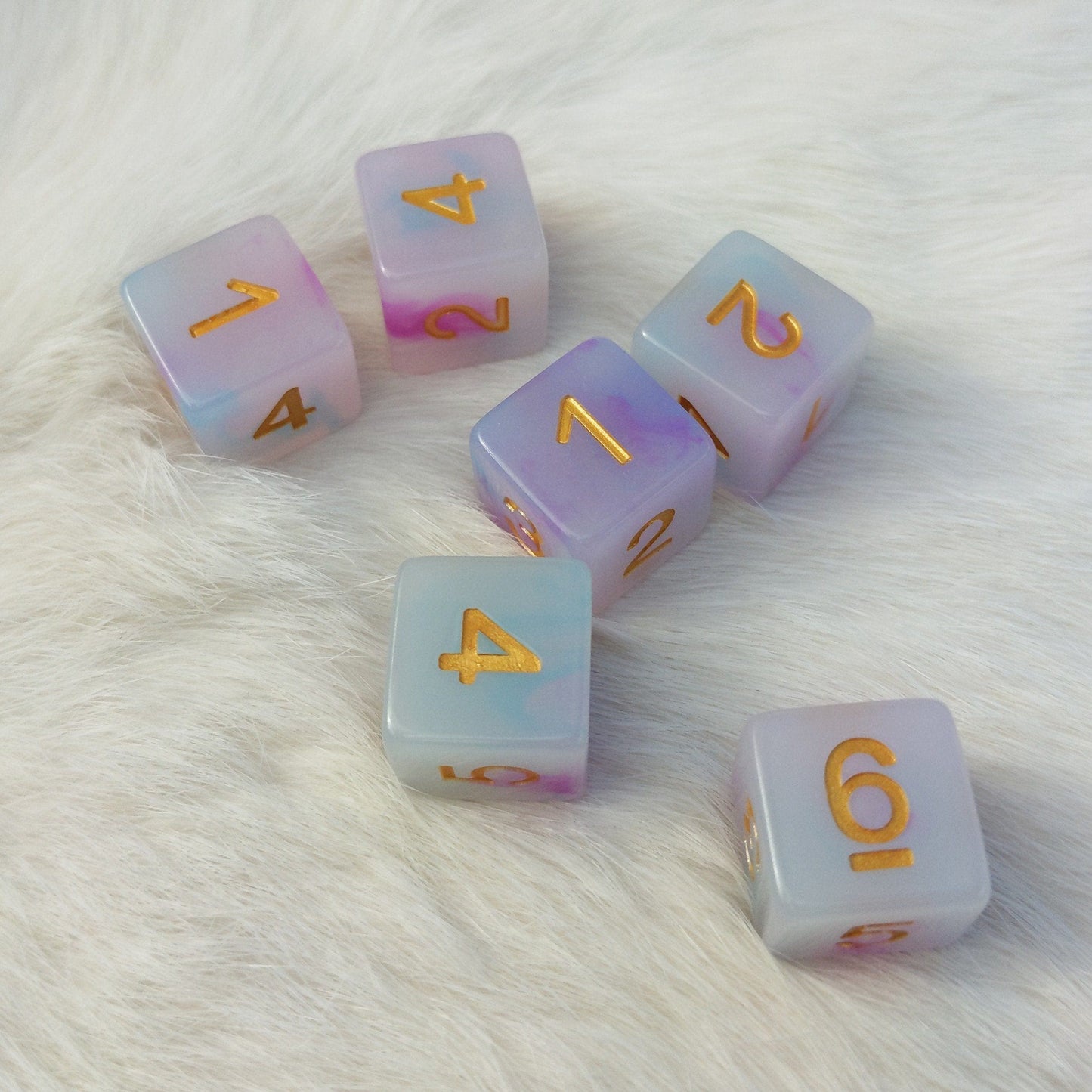 Happy Clouds D6 Set. Set of 6 Dice Sets & Games Fennek and Finch