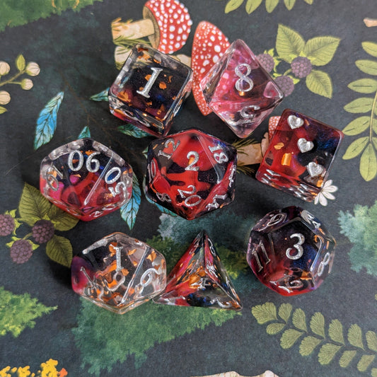 Heart Piercer 12 and 8 piece DND dice sets Dice sets Fennek and Finch