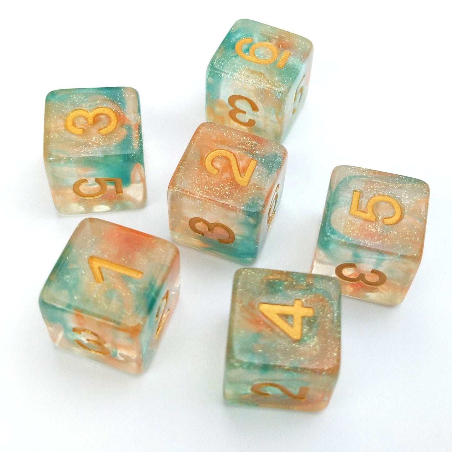 Koi Pond D6 Set – 6-Piece Orange and Blue DnD Dice Dice Sets & Games Fennek and Finch