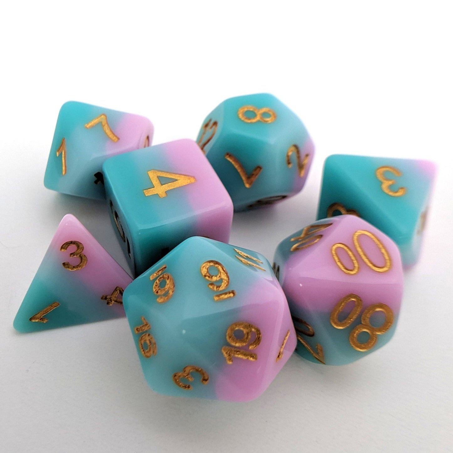 Luxury Dream Dice Set | Pastel Blue and Lavender DnD Dice with Gold Numbers Dice sets Fennek and Finch