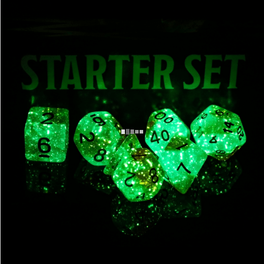 Neverland Dice Set. Glow in the dark DND Dice