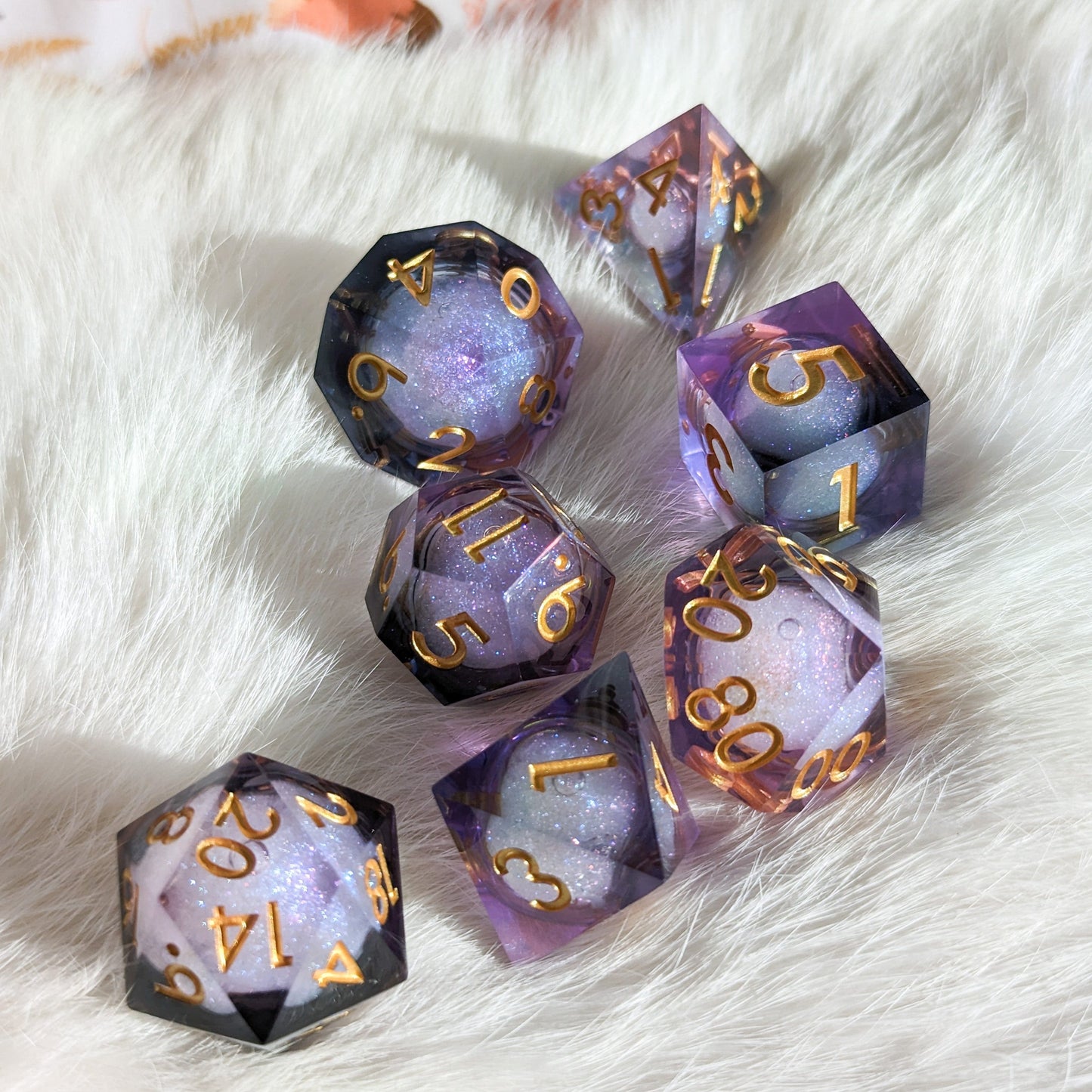 Night Castle Liquid Core Sharp Edge Resin DnD Dice Set Dice Sets & Games Fennek and Finch