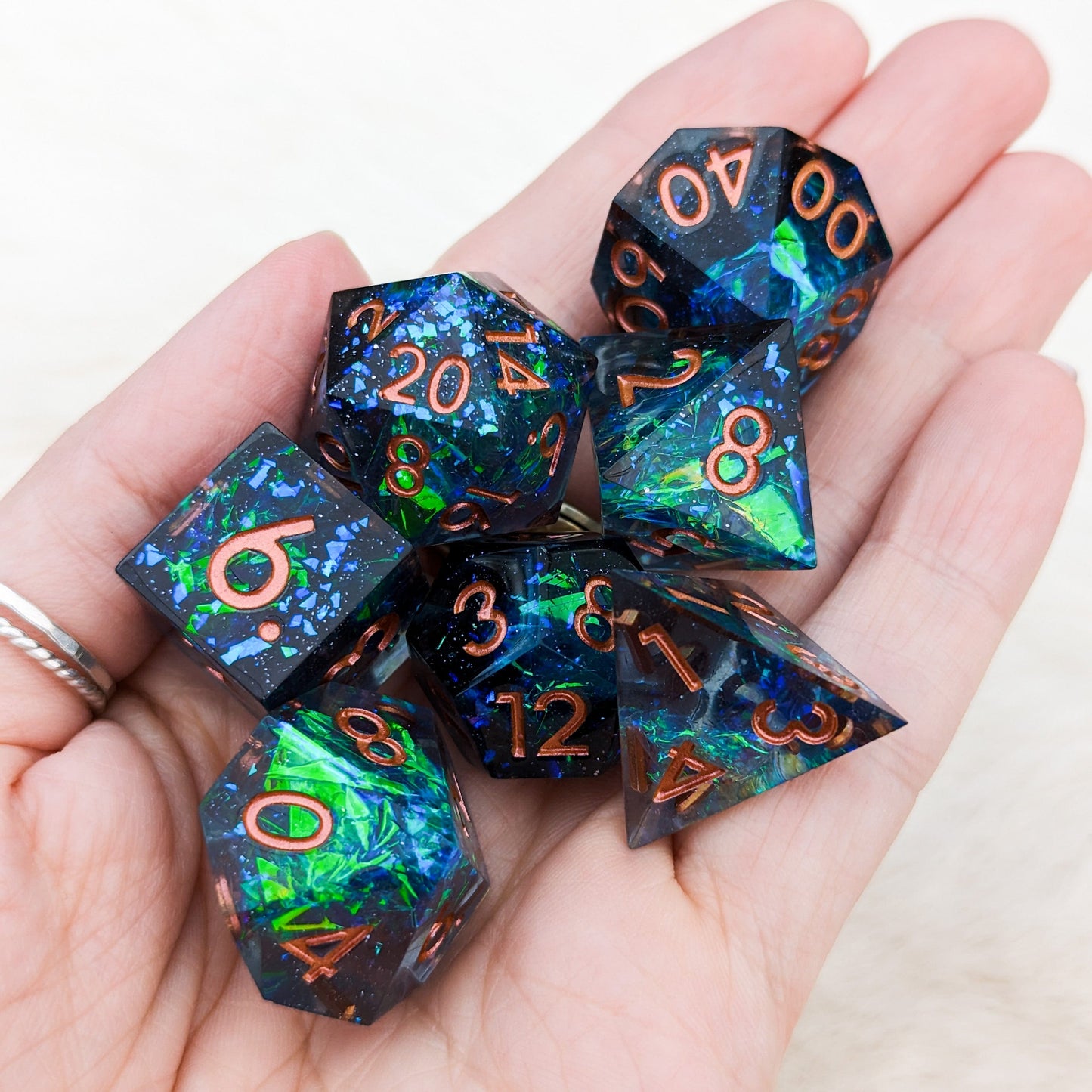 Ocean Depths Sharp Edge Resin DnD Dice Set