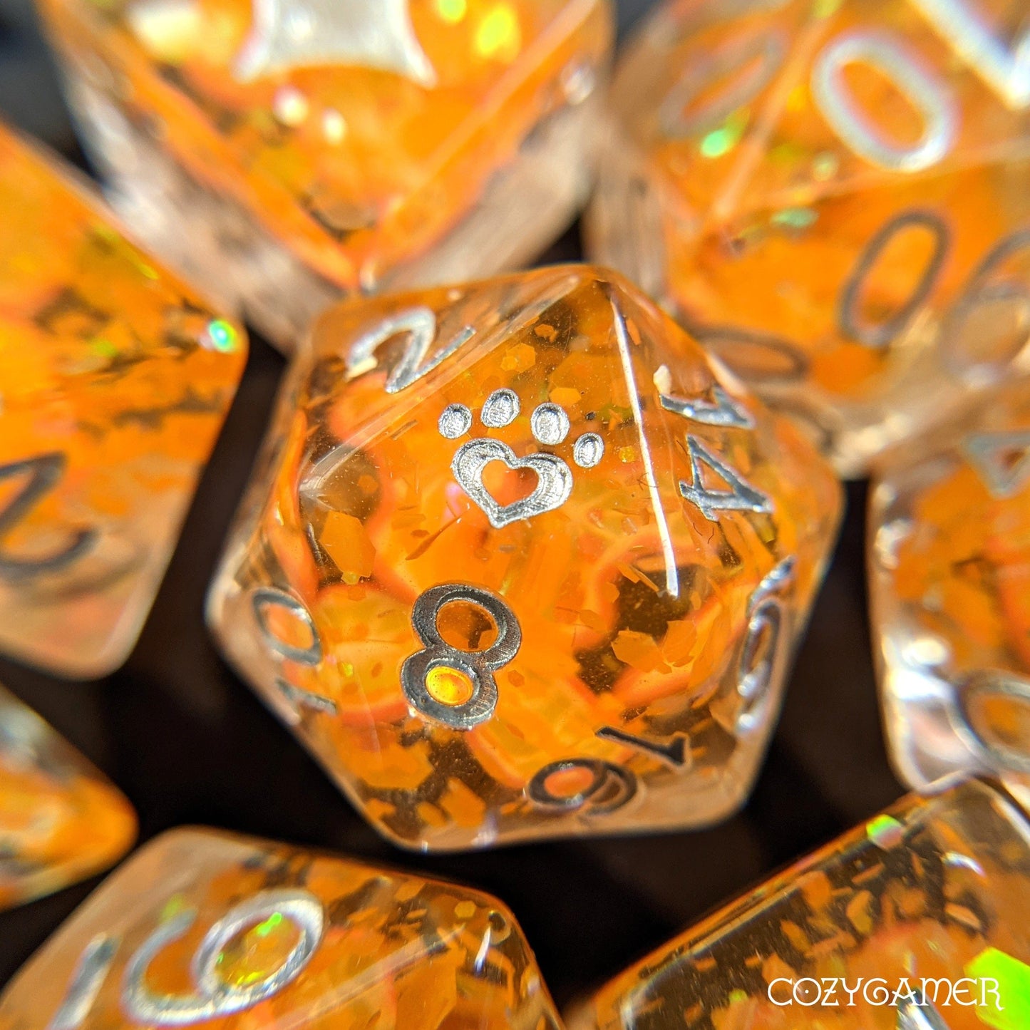 Orange Dice Set. 8 Piece Fruit Slice Bright DnD Dice Set Dice sets Fennek and Finch