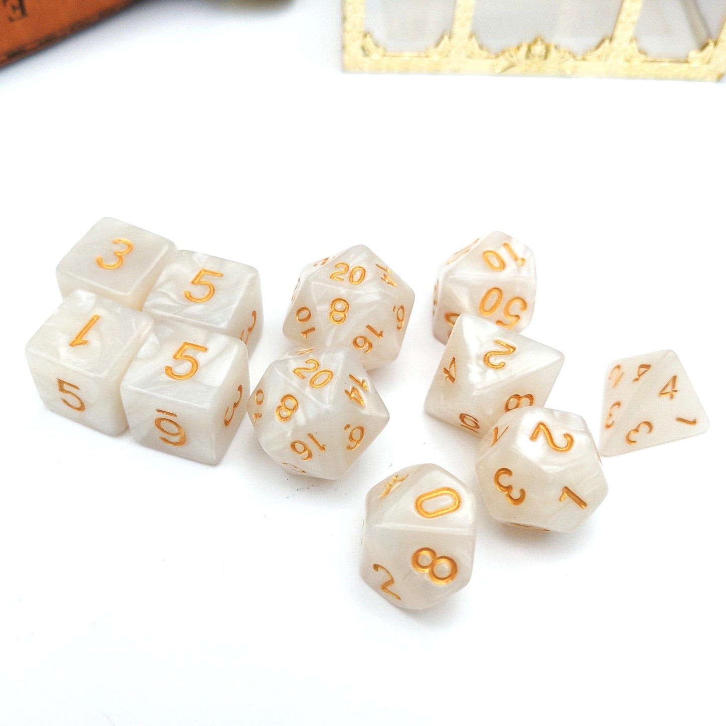 11 Piece Pearly Gates Dice Set. - CozyGamer
