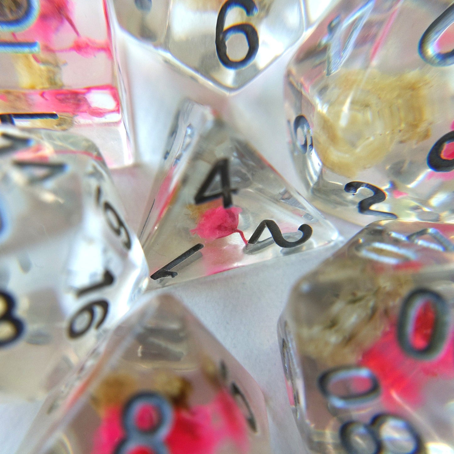 Pink and Yellow Flower Dice Set Dice Sets & Games Fennek and Finch