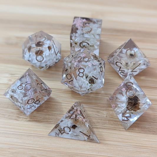 Prairie Flowers Sharp Edge DnD Dice Set Dice Sets & Games Fennek and Finch