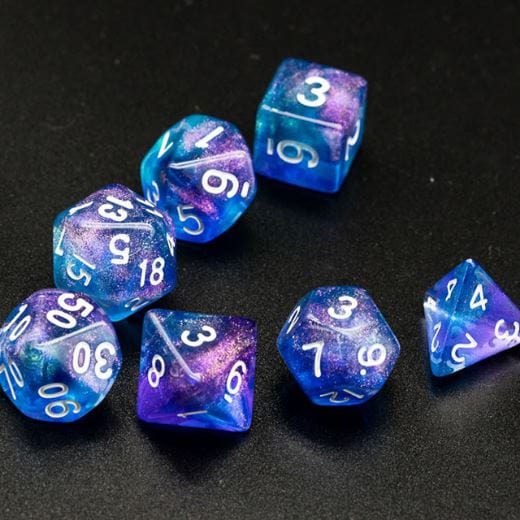 Purple and Blue Will O Wisp Dice Set - CozyGamer