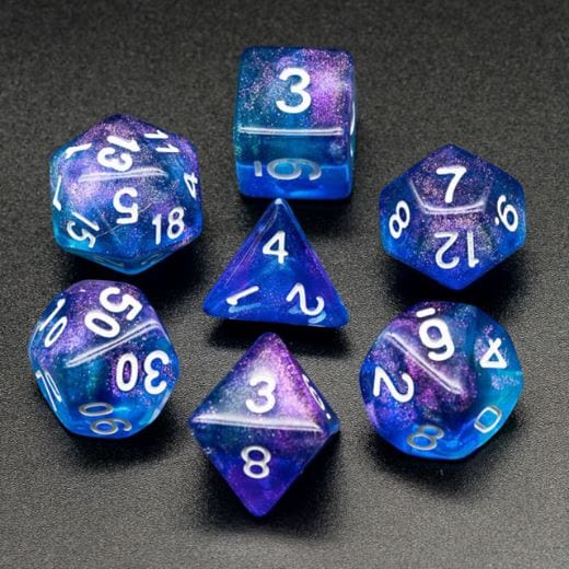 Purple and Blue Will O Wisp Dice Set - CozyGamer