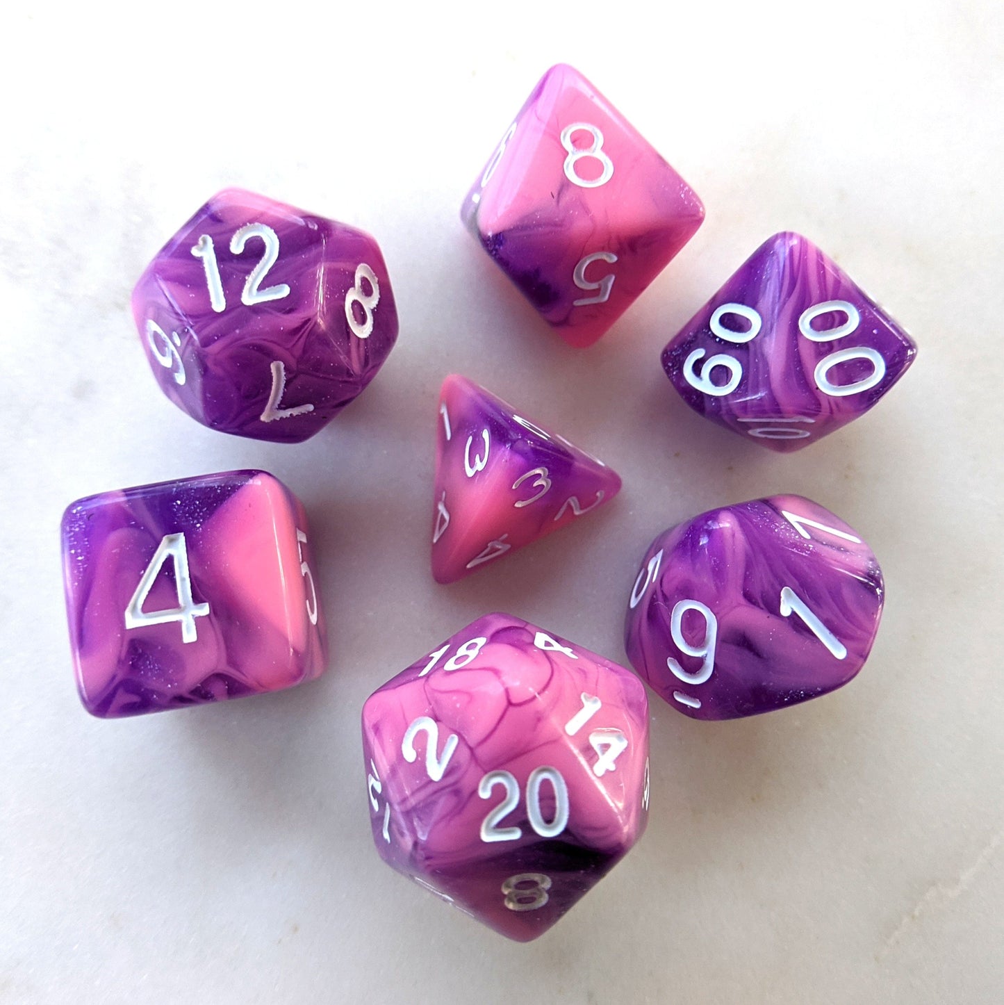 Purple Whirlwind Dice Set - CozyGamer