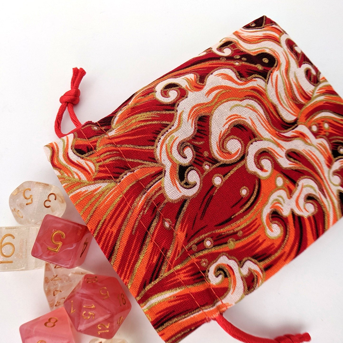 Red Ocean Wave Dice Bag - CozyGamer