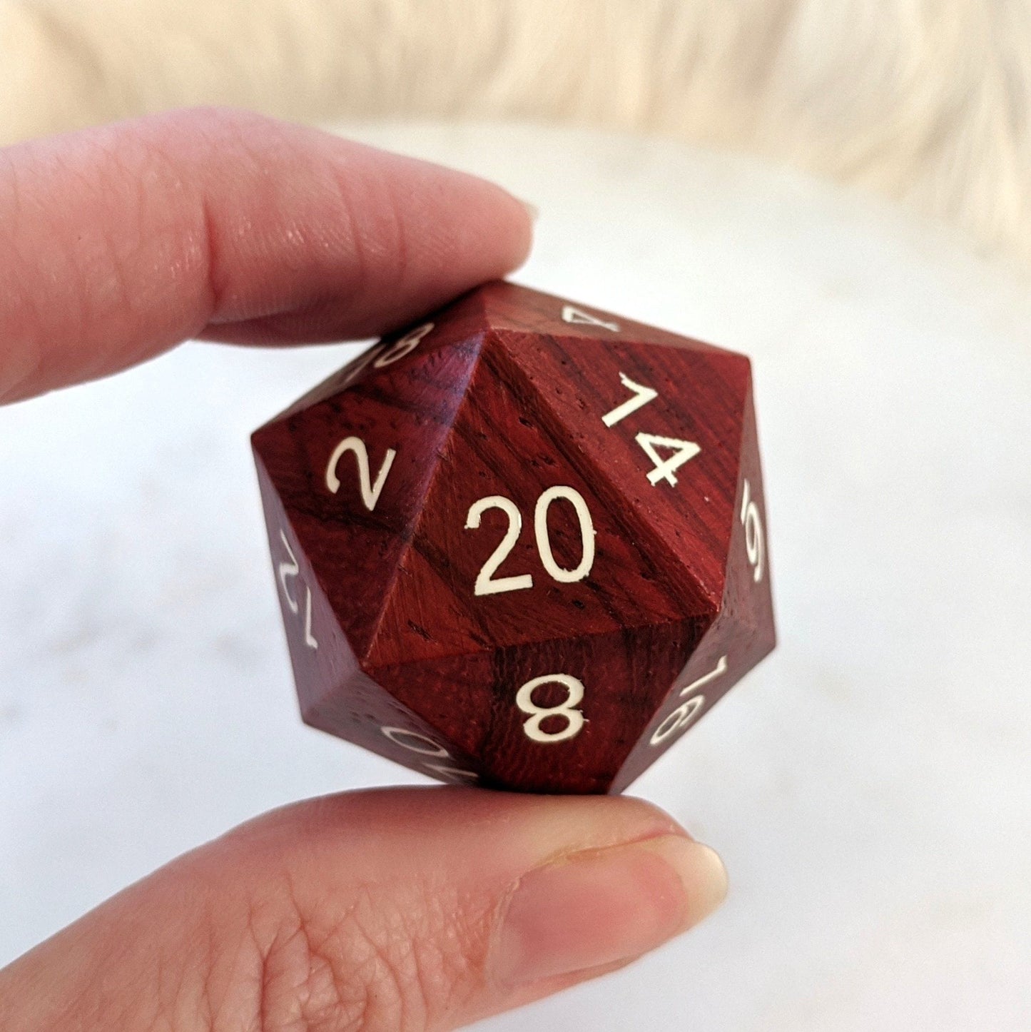 Red Wood Large D20 - CozyGamer