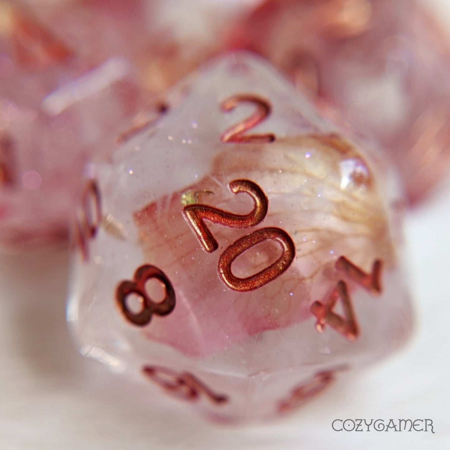 Rose Petal Mist Dice Set. Dried Flower Petals