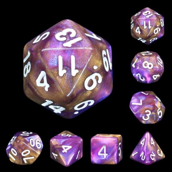Royal Purple Glitter Acrylic Dice Set. TTRPG 7 Piece Dice Dice Sets & Games Fennek and Finch
