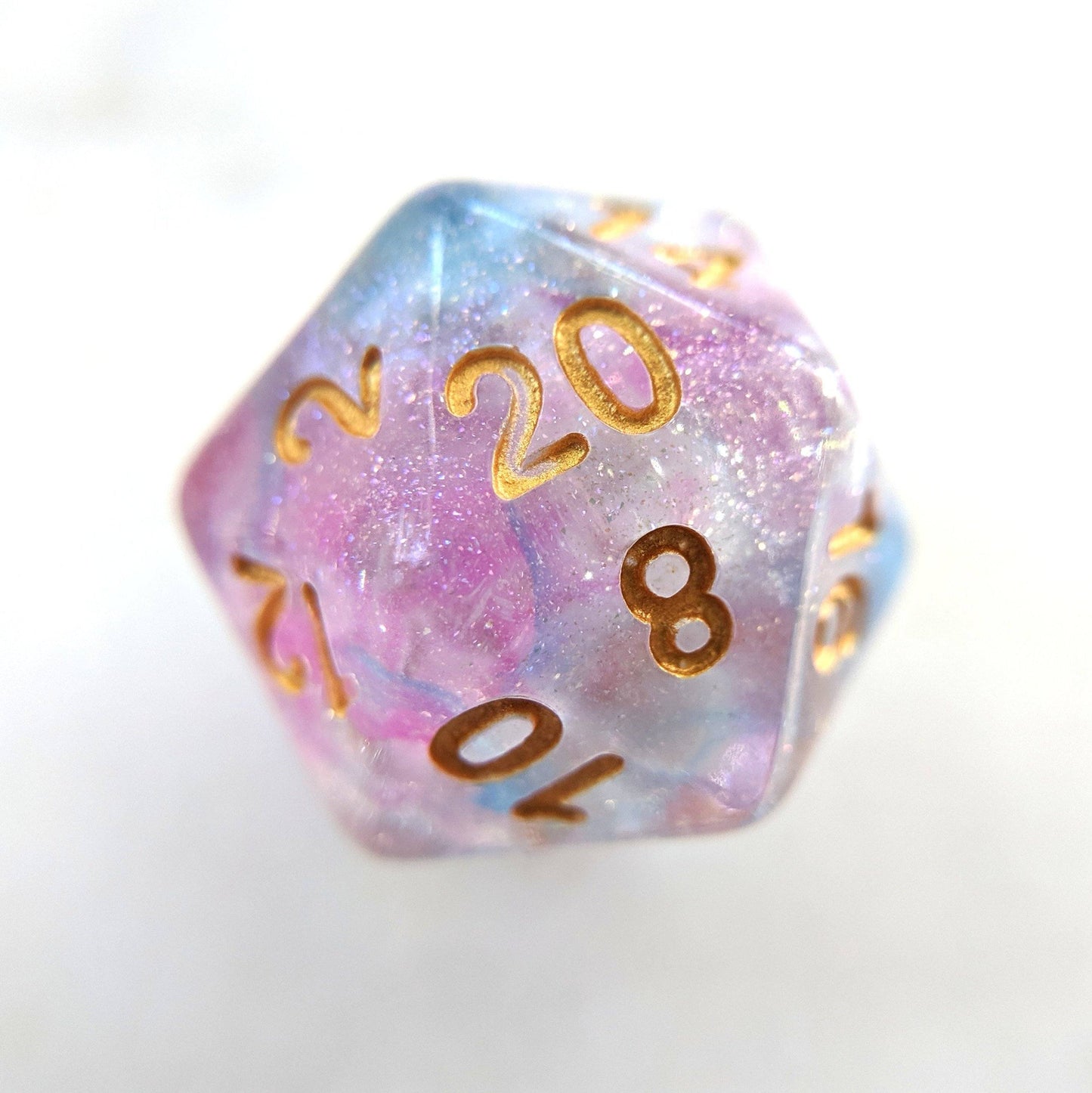 Shimmering Reflection DnD Dice Set, Purple Translucent Glitter Dice Dice sets Fennek and Finch