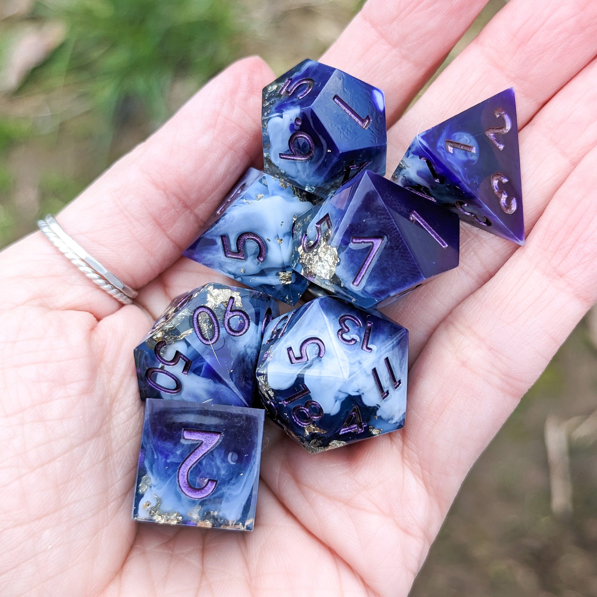 Sorcery Sharp Edge Resin DnD Dice Set Dice Sets & Games Fennek and Finch