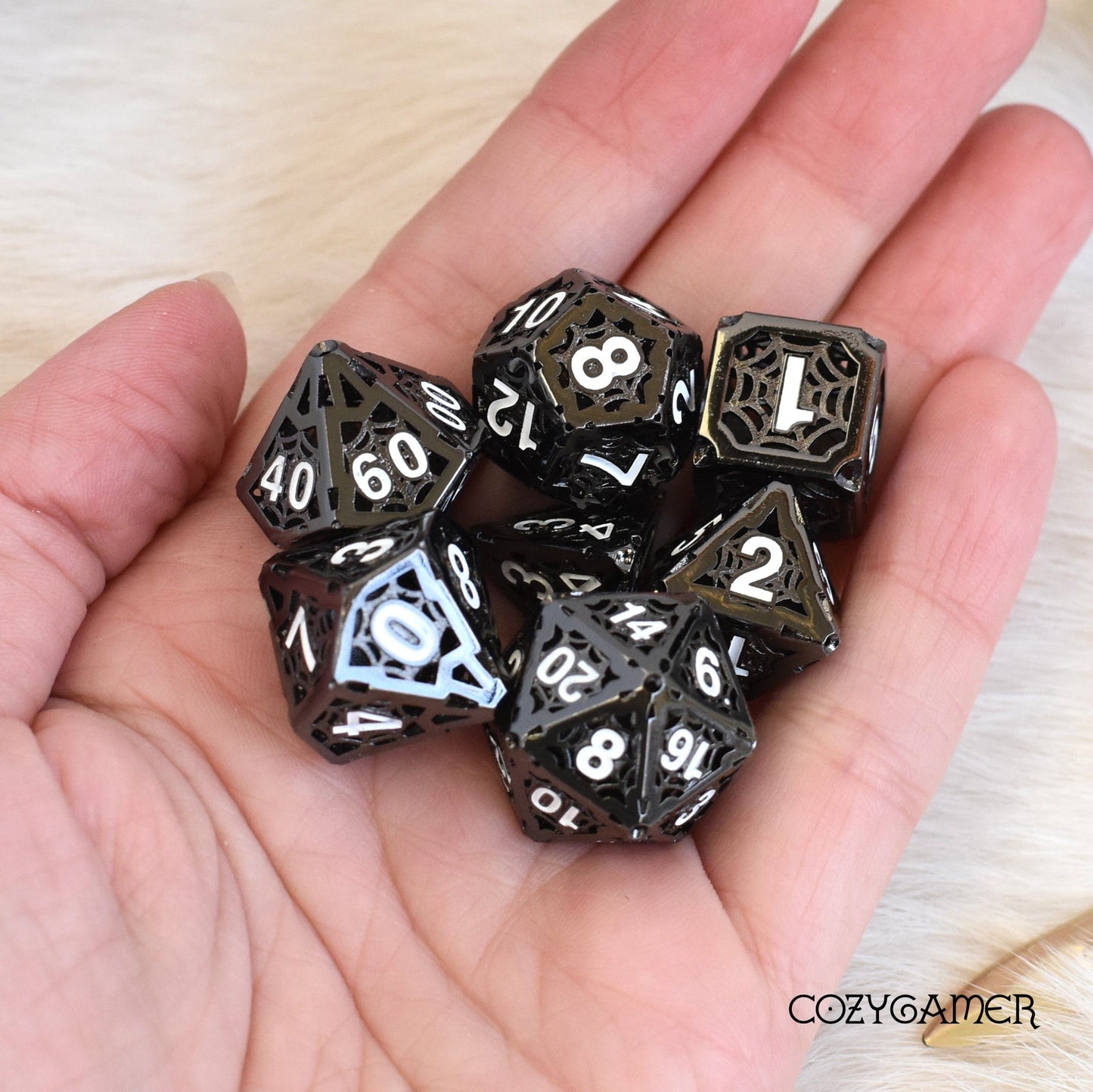 Spider Web Hollow Metal Dice Set