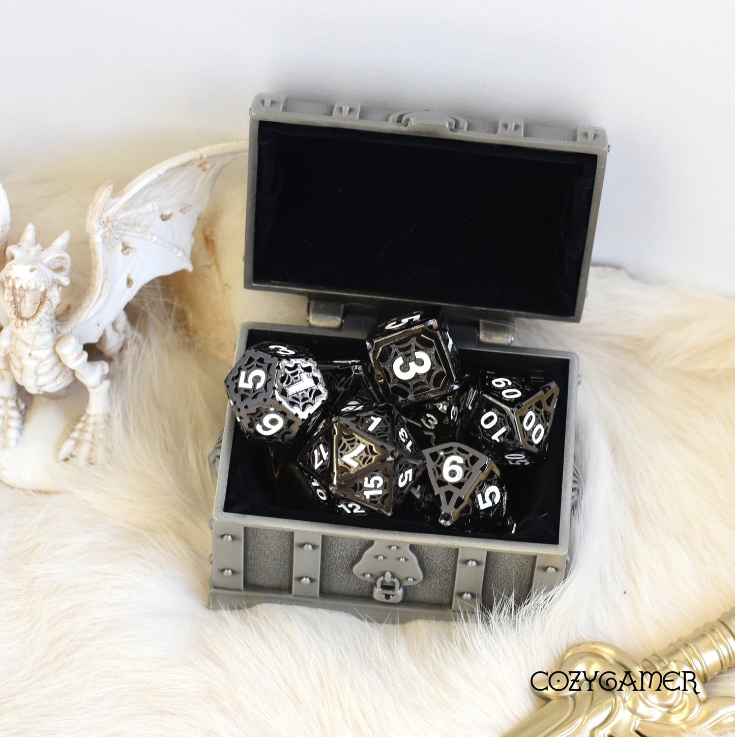 Spider Web Hollow Metal Dice Set
