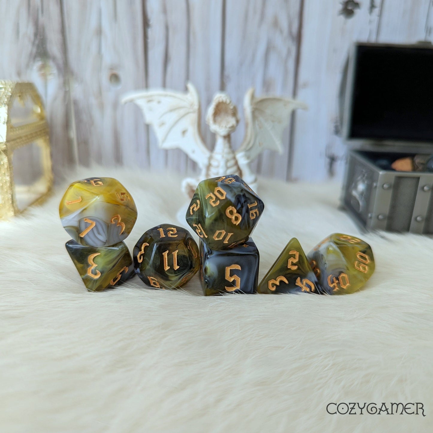Swamp Marbled Dice Set