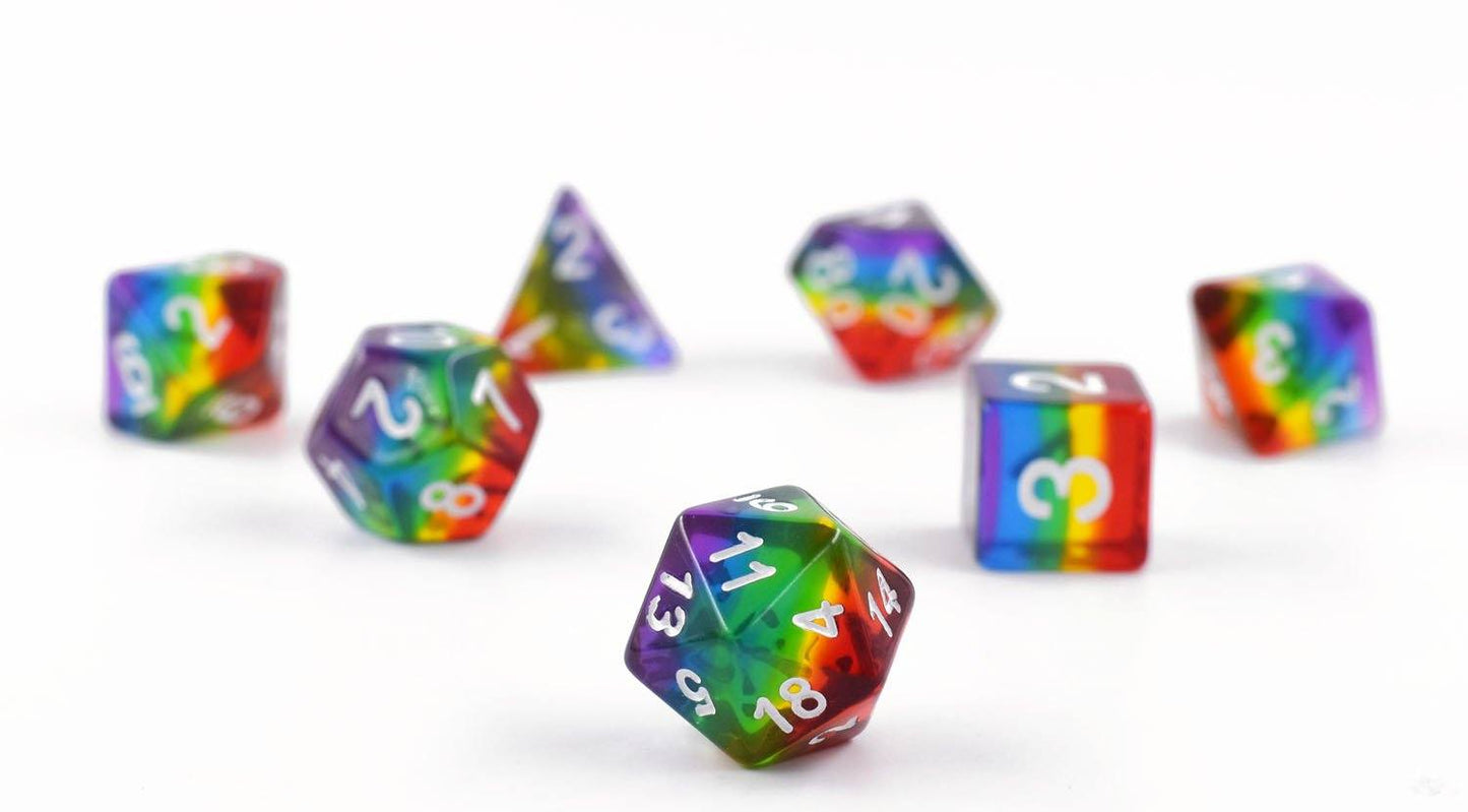 Translucent Rainbow Dice Set – Clear Layered Resin Dice sets Fennek and Finch