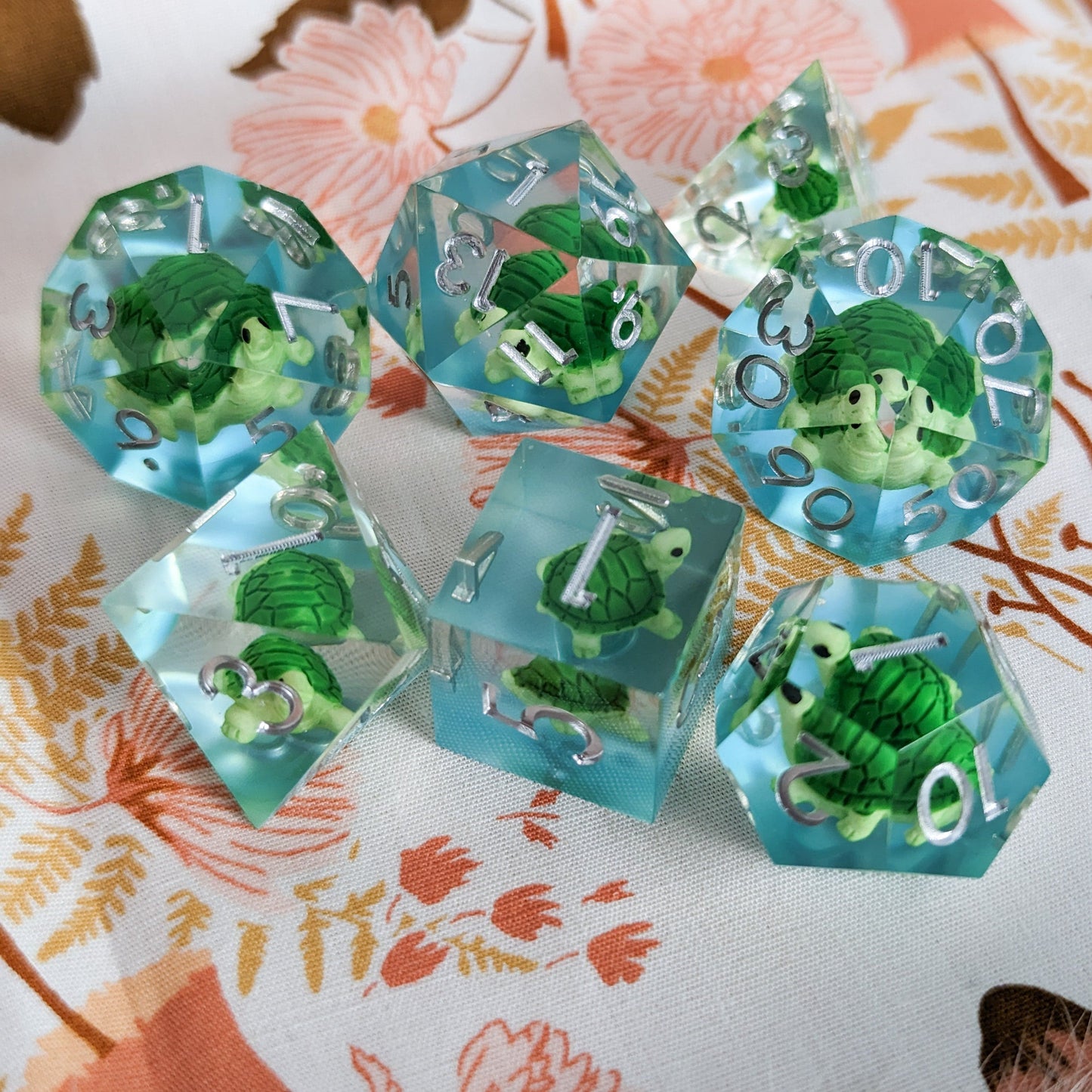 Turtle Sharp Edge Resin DnD Dice Set