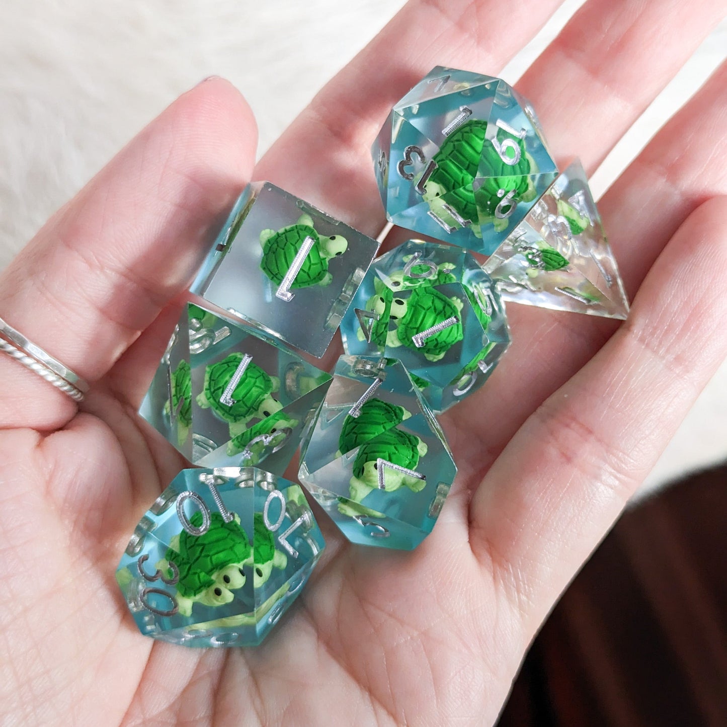 Turtle Sharp Edge Resin DnD Dice Set