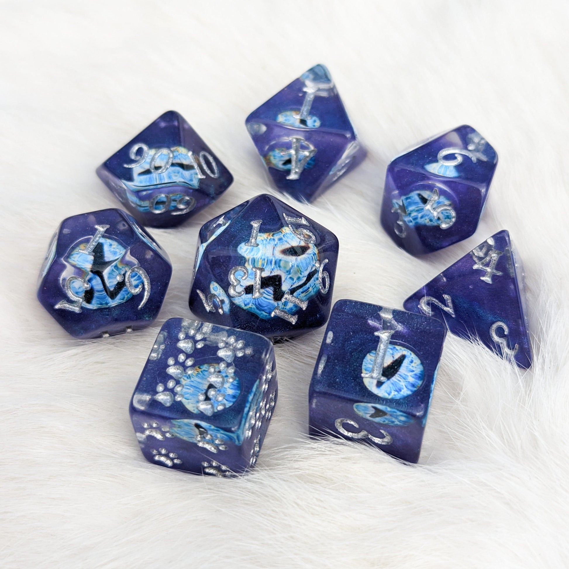 Wall of Eyes 8 piece DND dice set Dice sets Fennek and Finch