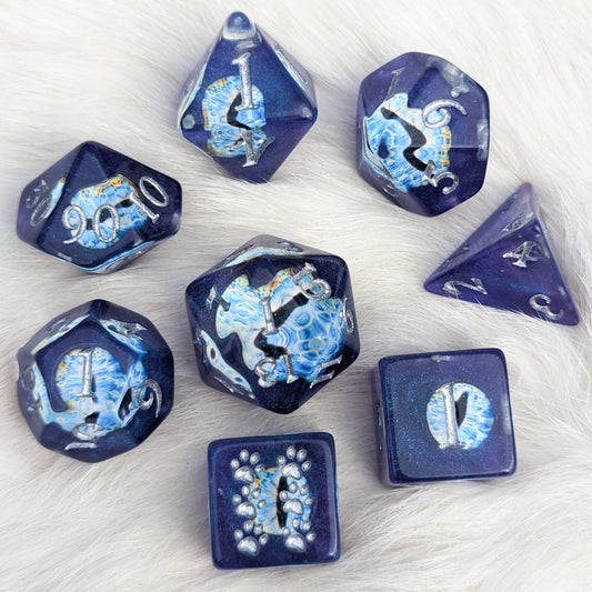Wall of Eyes 8 piece DND dice set Dice sets Fennek and Finch