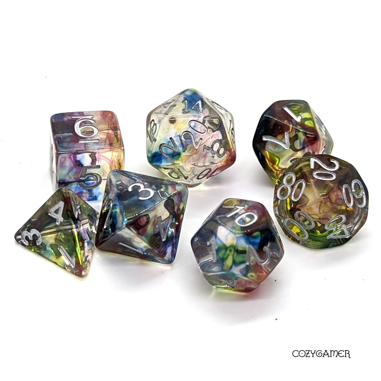 Warlock Dice Set. Dark Eldritch Swirling Magic
