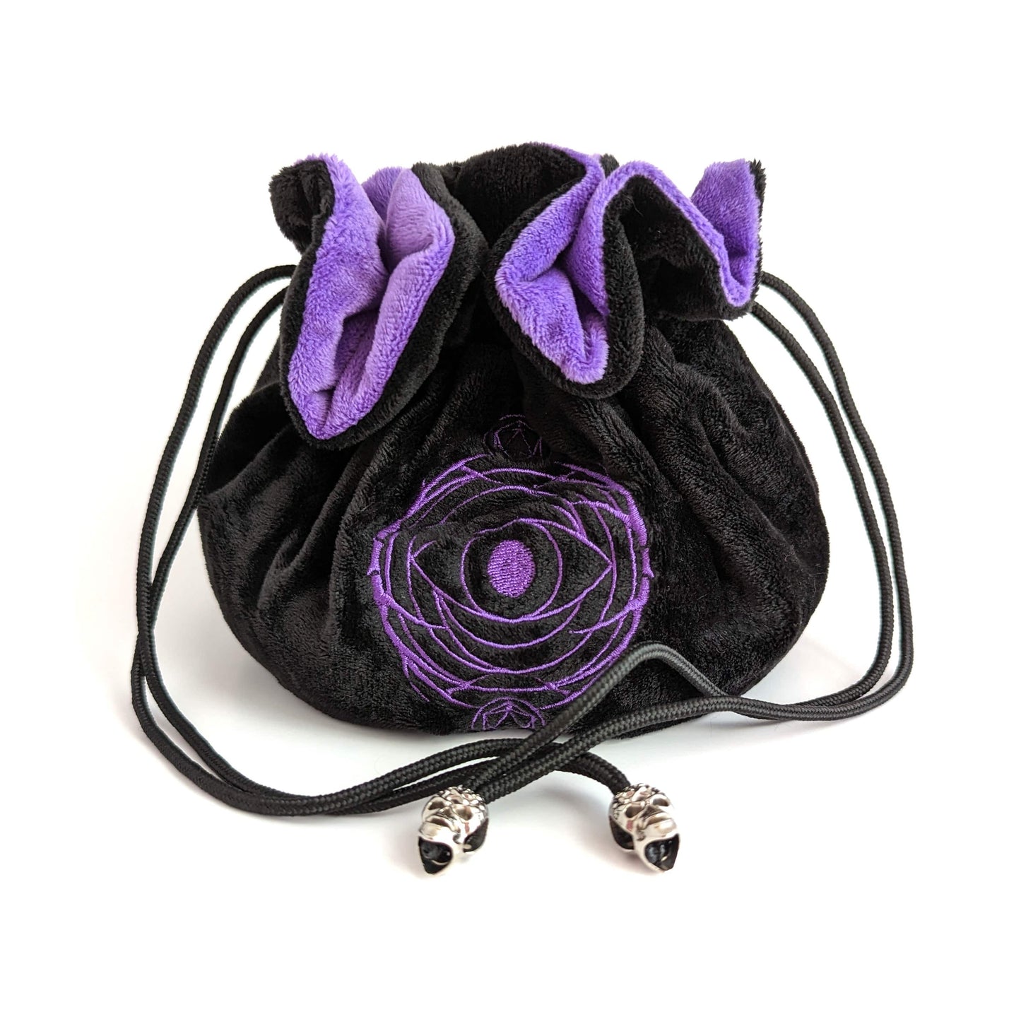 Warlock inspired multi pocket large dice bag in black and purple