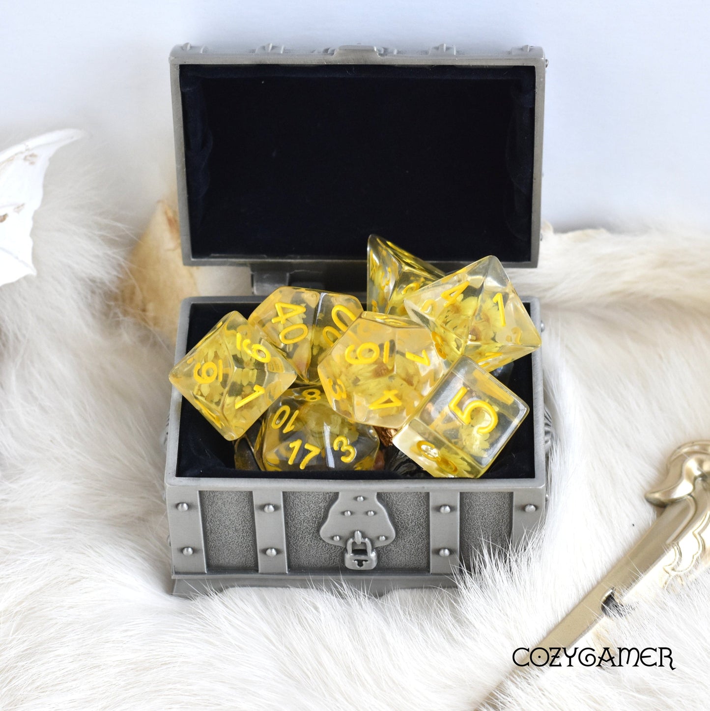 Yellow Mini Flower Dice Set