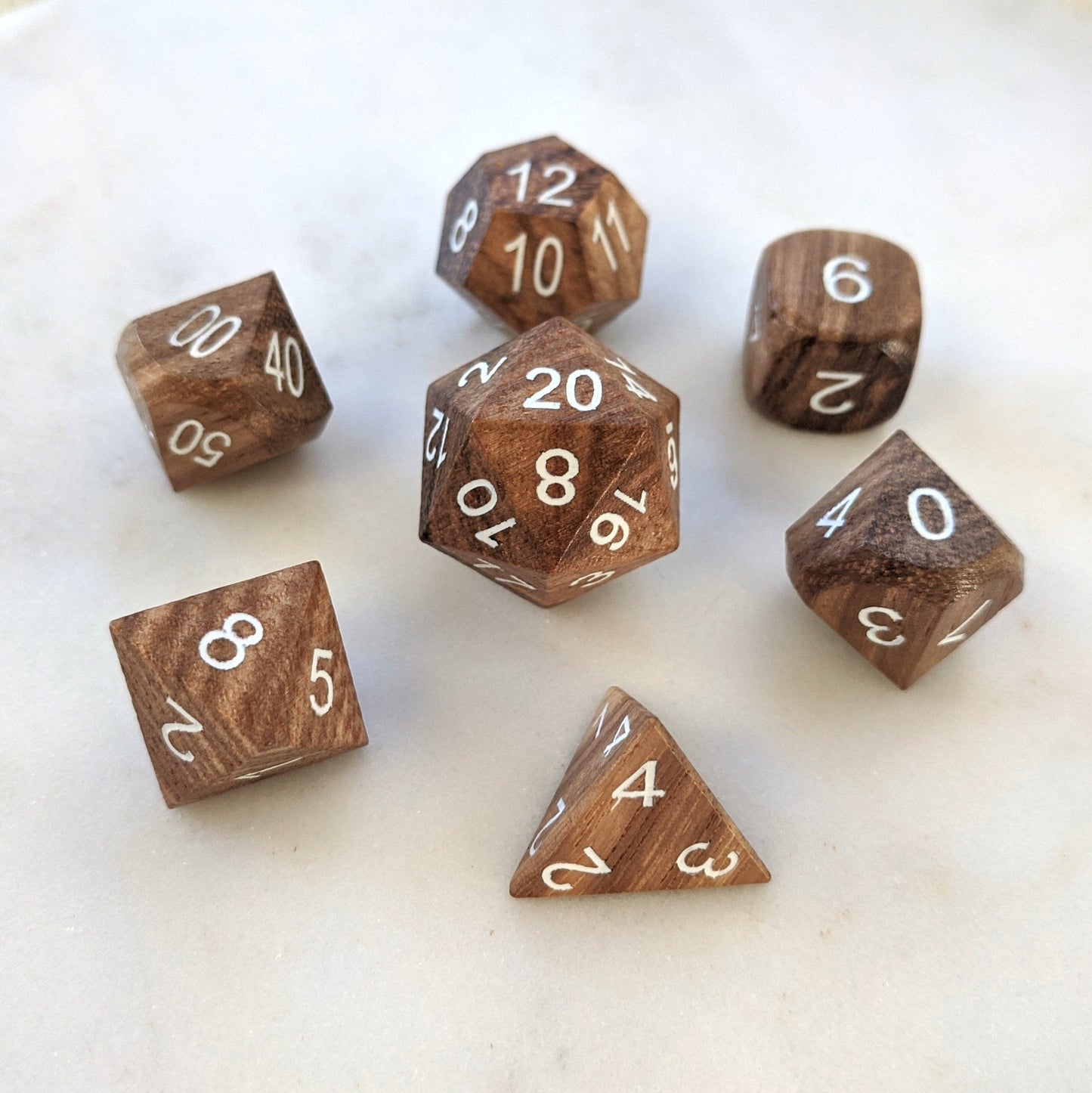 Zebra Wood Dice set, Striped Light Wooden Dice - CozyGamer