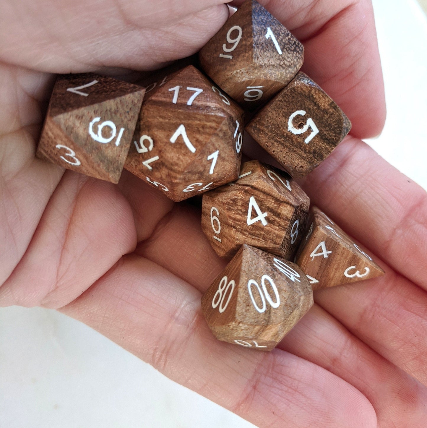 Zebra Wood Dice set, Striped Light Wooden Dice - CozyGamer