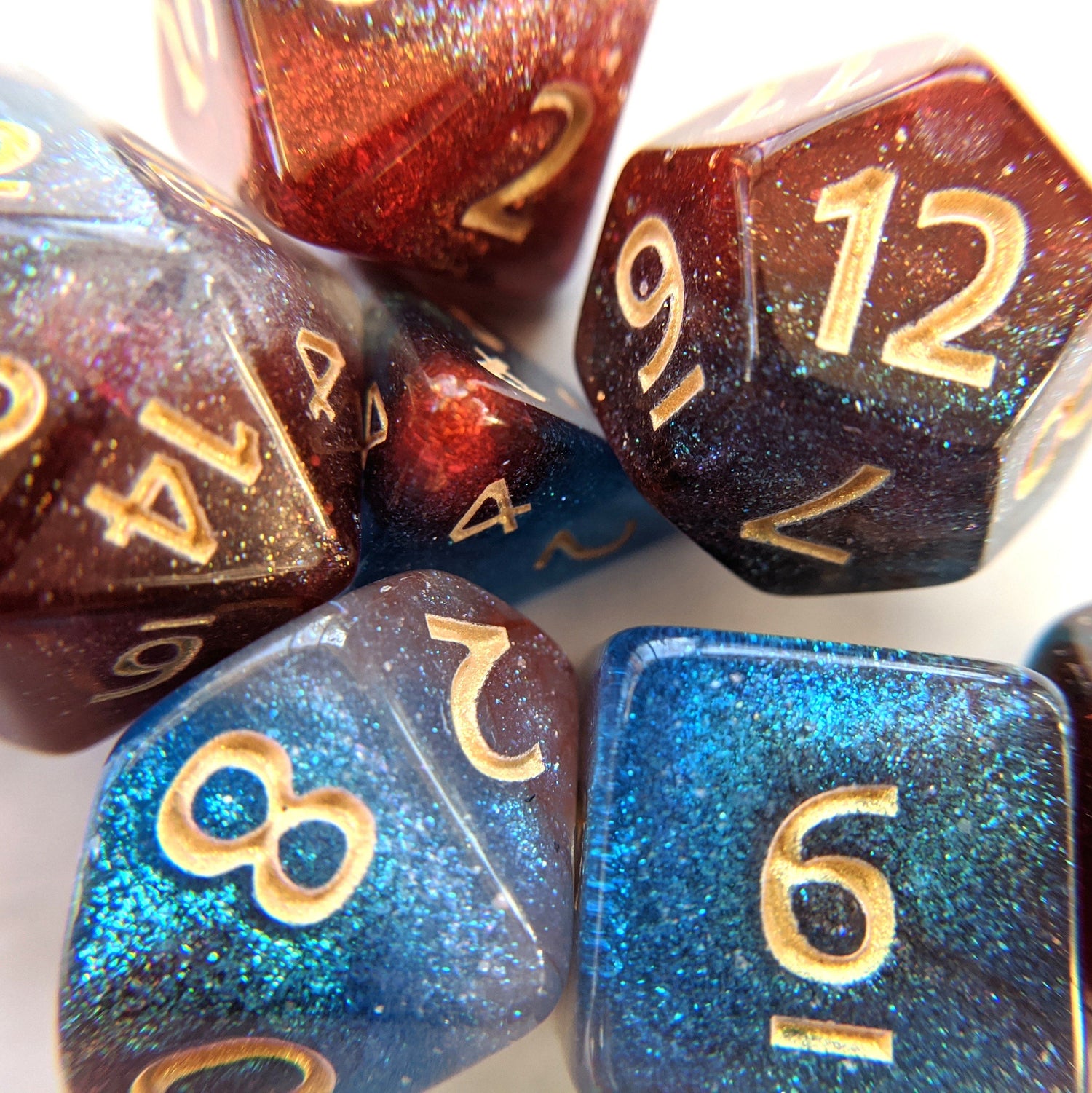 galaxy dice set. micro shimmer colorful 7 piece dice set for Dungeons and Dragons. 