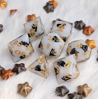 Tiny Menace Black Cat DnD Dice Set