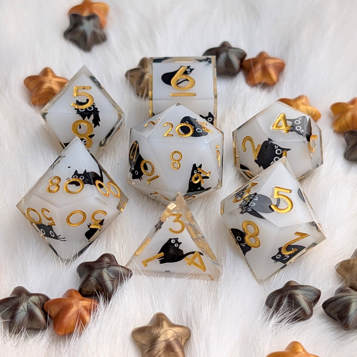 Tiny Menace Black Cat DnD Dice Set
