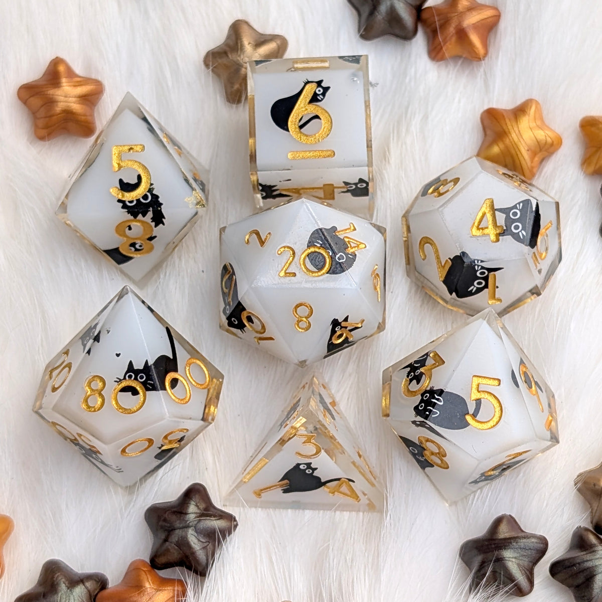 Tiny Menace Black Cat DnD Dice Set