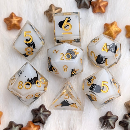 Tiny Menace Black Cat DnD Dice Set