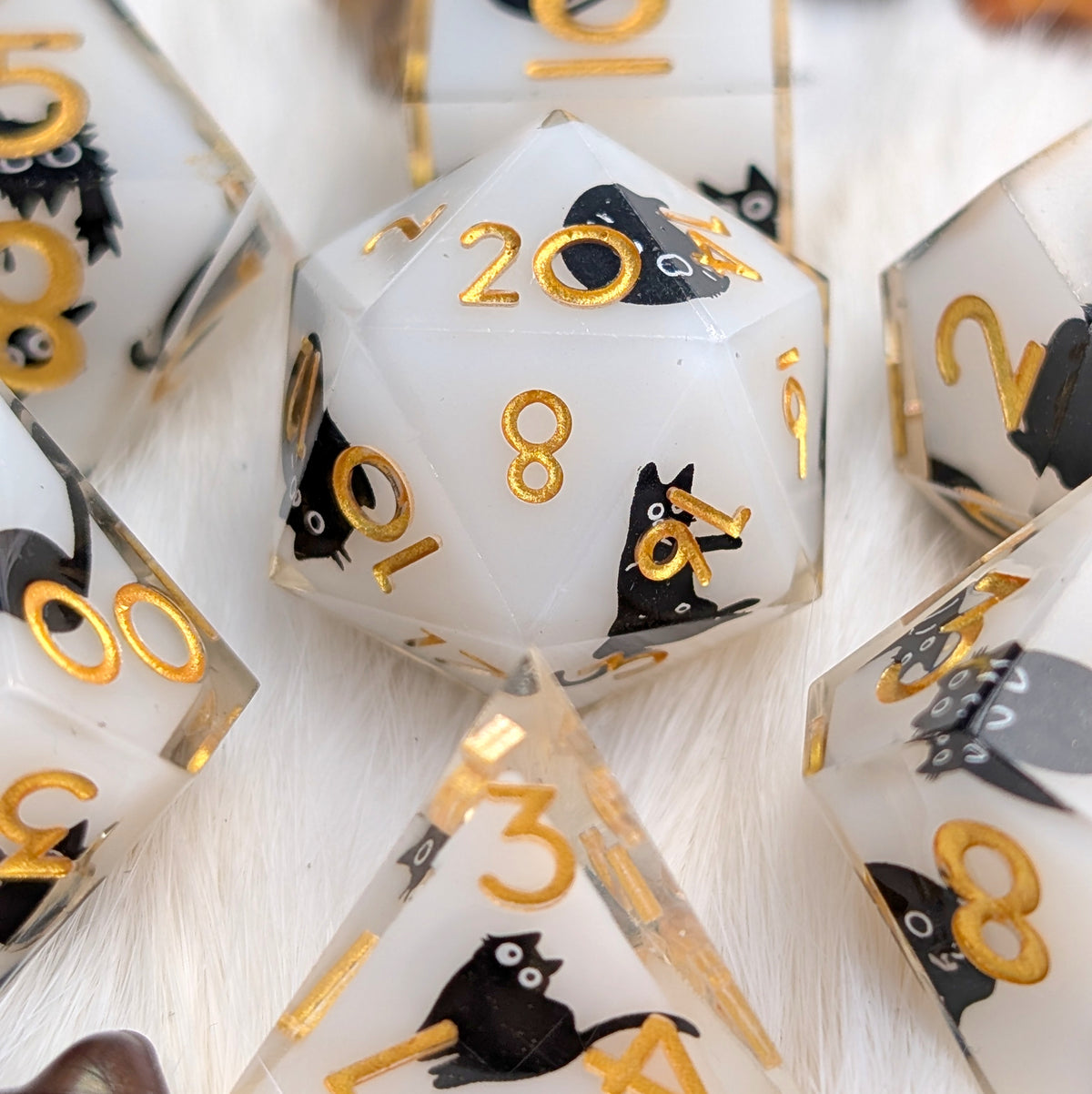 Tiny Menace Black Cat DnD Dice Set