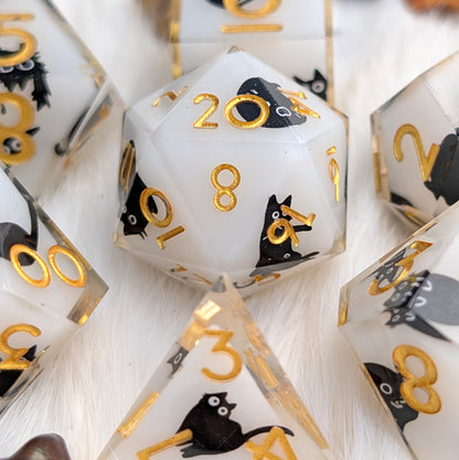 Tiny Menace Black Cat DnD Dice Set