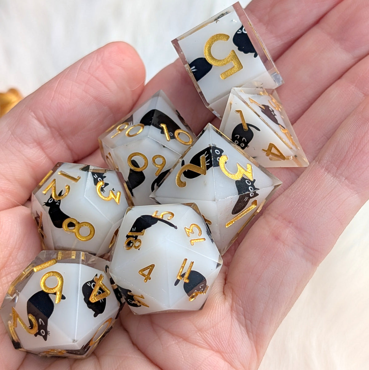 Tiny Menace Black Cat DnD Dice Set