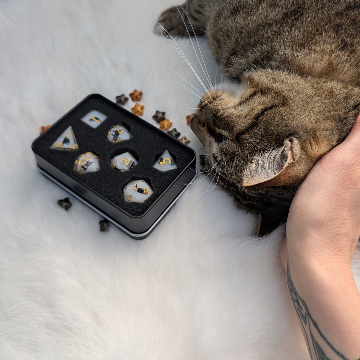 Tiny Menace Black Cat DnD Dice Set