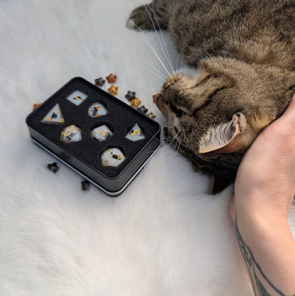 Tiny Menace Black Cat DnD Dice Set