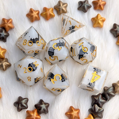 Tiny Menace Black Cat DnD Dice Set