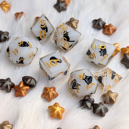 Tiny Menace Black Cat DnD Dice Set