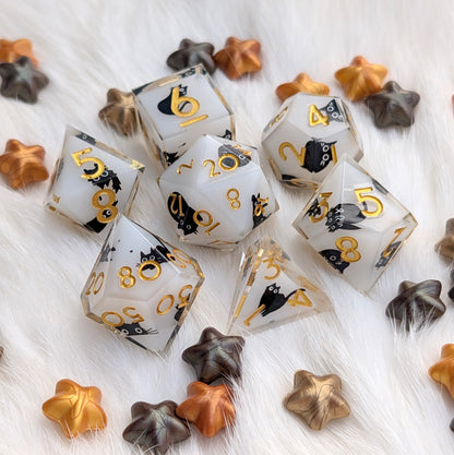 Tiny Menace Black Cat DnD Dice Set