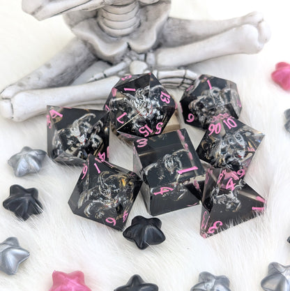 Black Dragon DnD Dice Set - Sharp Edge Resin - Dreadwing