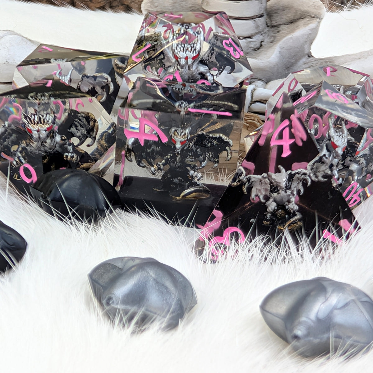 Black Dragon DnD Dice Set - Sharp Edge Resin - Dreadwing